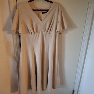 Elegant Cream V-Neck Dress